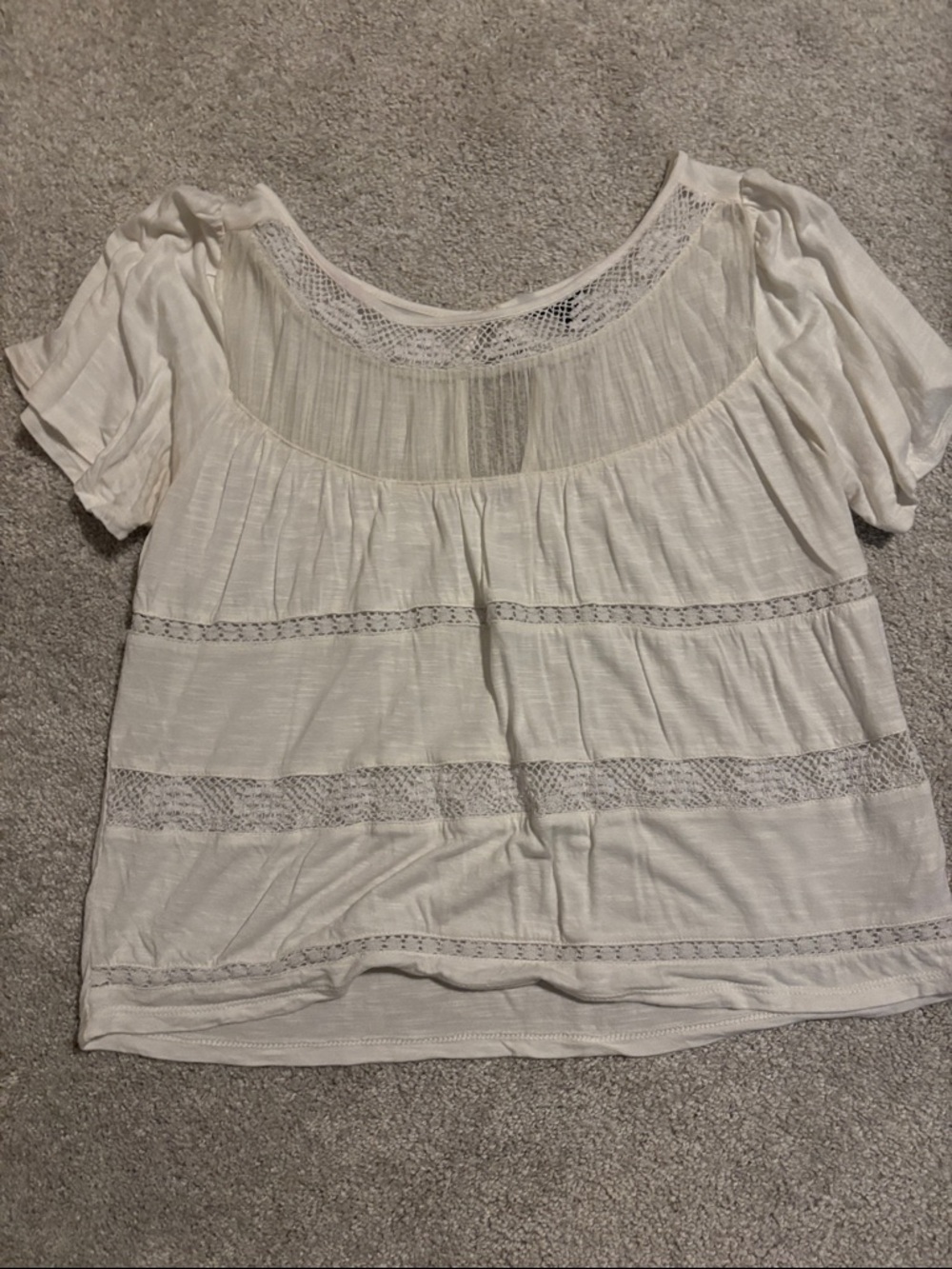 American Eagle Outfitters white Lace-Inset Peasant Crop